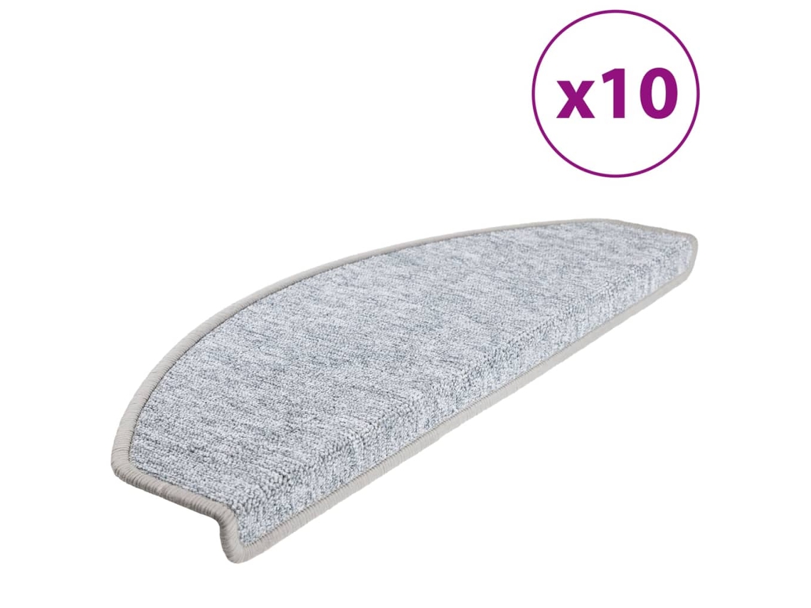 Maison Exclusive - Felpudos Para Escaleras 10 Unidades 65x24x4 Cm Gris Claro Semicircular Grande