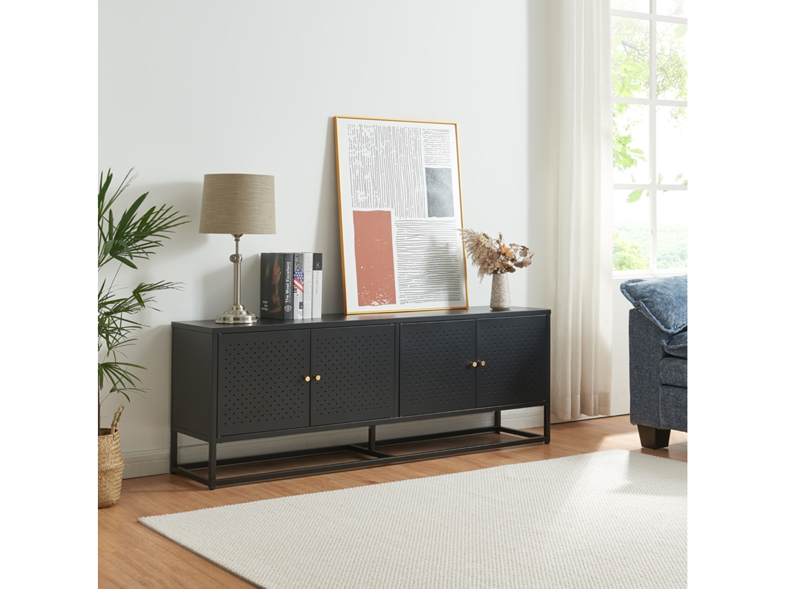 Mueble de TV Janakkala acero 153x35x55cm - Negro [EN.CASA]