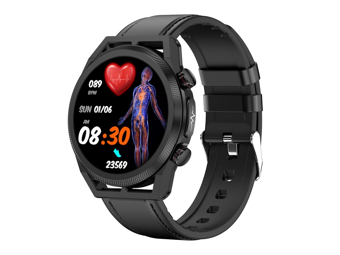 Reloj inteligente con correa de cuero resistente al agua IP68 y pantalla IPS de 1,39 pulgadas Ly Ebike