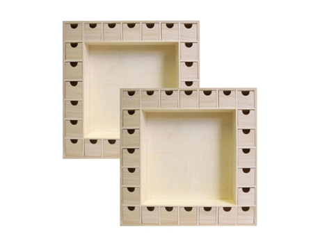 2 calendarios de Adviento cuadrados de madera 39 x 39 cm ARTEMIO