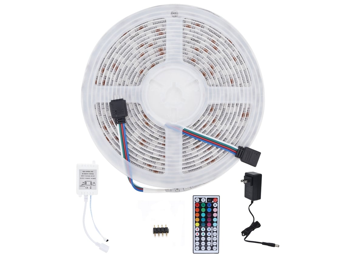2026-tira Led De 5m Control Remoto 44 Teclas 5050 300led Rgbw Impermeable Cable Luz Enchufe Us 100‑240v