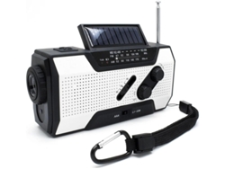Radio solar, radio meteorológica AM/FM con manivela y batería externa portátil de 2000 mAh (naranja)