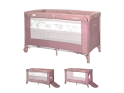 Cuna De Viaje Carina Pink Stars (2 Niveles) De Lorelli