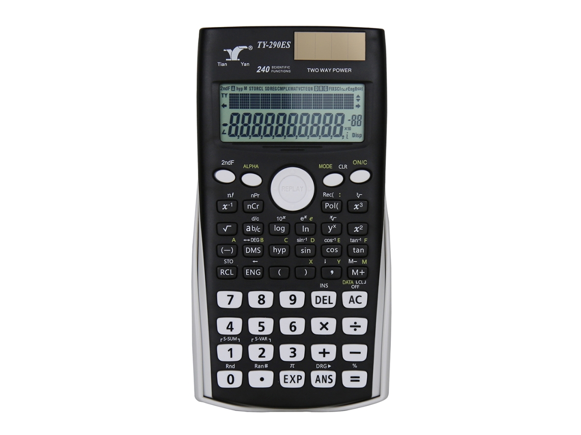 Calculadora Científica Ty-290es-d, 240 Funciones, Pantalla Lcd De 2 Líneas, Funciona Con Energía Solar Y Pilas. Ideal Para Estudiantes, Profesores E Ingenieros.