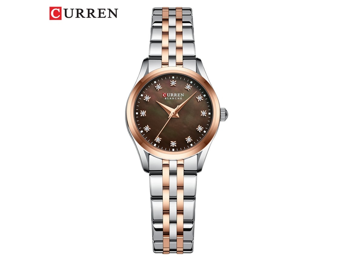 Reloj De Pulsera Para Mujer (color Café) Pequeño, Resistente Al Agua, Con Diamantes De Imitación, Ultrafino Y Con Esfera De Nácar.