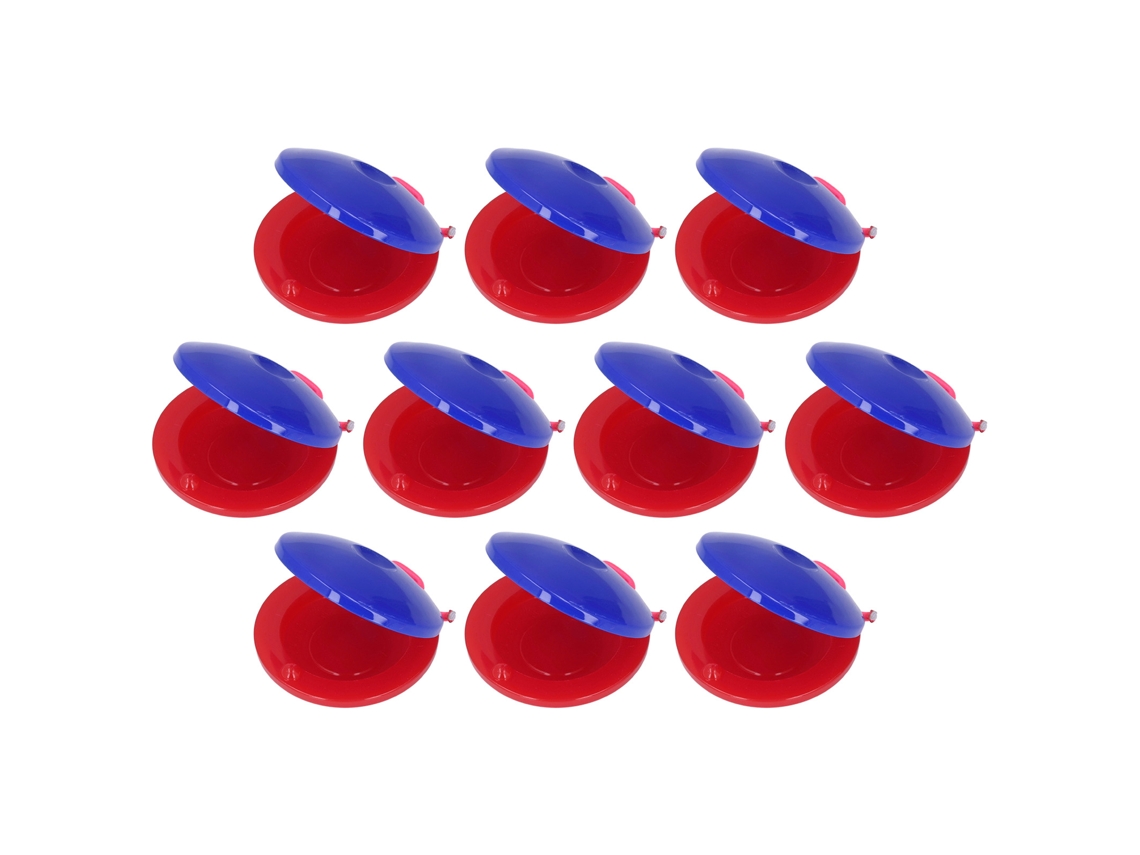 10 Castañuelas De Dedo Para Niños, De Plástico Azul Y Rojo, Instrumento Musical Educativo