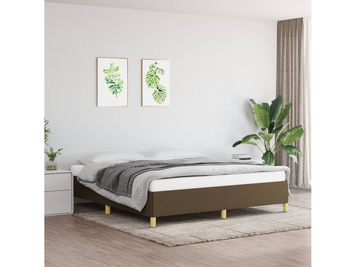 Cama Sin Colchón De Tela Marrón Oscuro 180x200 Cm