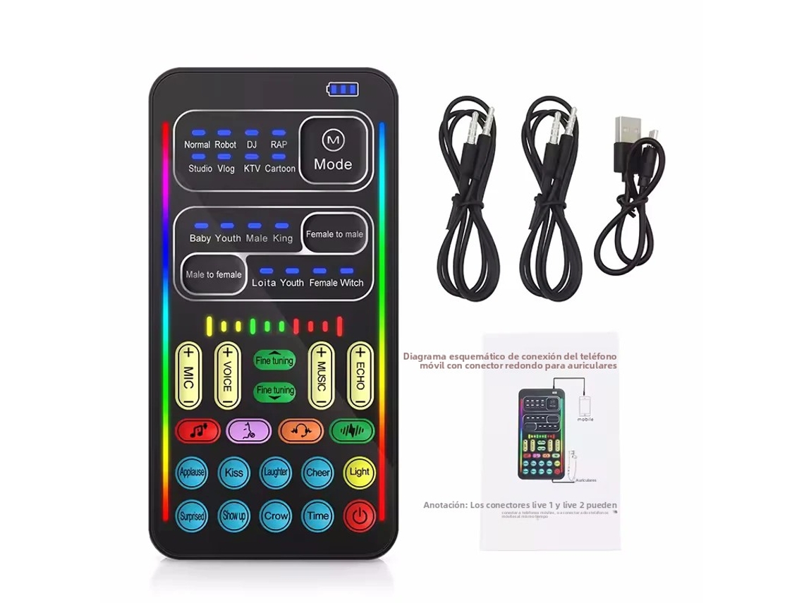 Micrófono Bluetooth con modificador de voz, minikit de grabación y mezclador. Mdug (sin estuche).