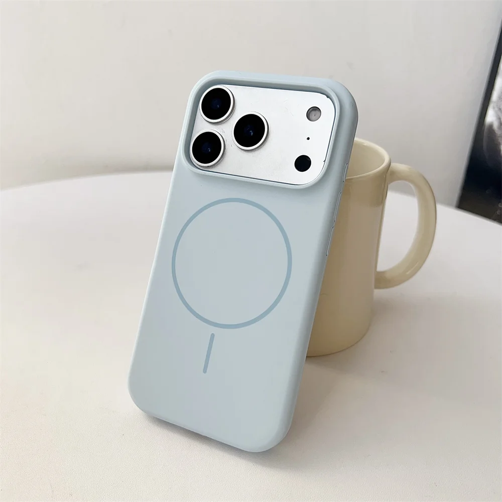 (iphone 14 Pro Max, Azul) Funda Protectora Magnética De Silicona Líquida, Compatible Con Carga Inalámbrica Magsafe