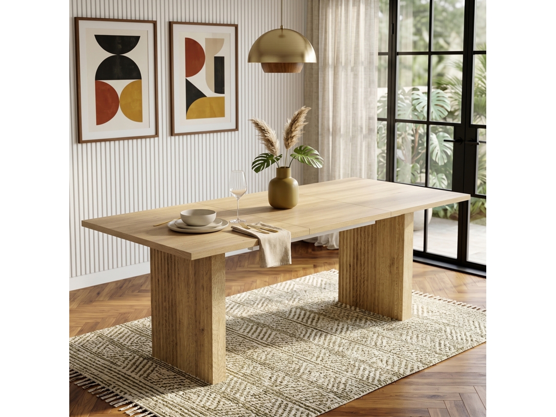 Mesa Extensible De 140/200x90cm, Roble, 6-8 Personas.