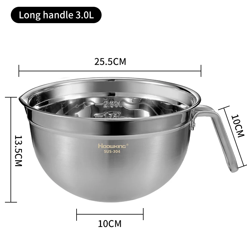(3.0l) Un Recipiente Mezclador Con Asa, Fabricado En Acero Inoxidable 304, Utensilios De Cocina.