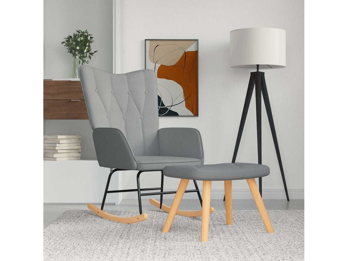 Mecedora de tela gris claro con banco Lovely Home