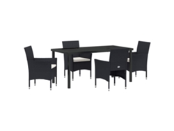 Maison Exclusive - Conjunto De Comedor De Jardín 5 Pcs Negro Ratán Sintético