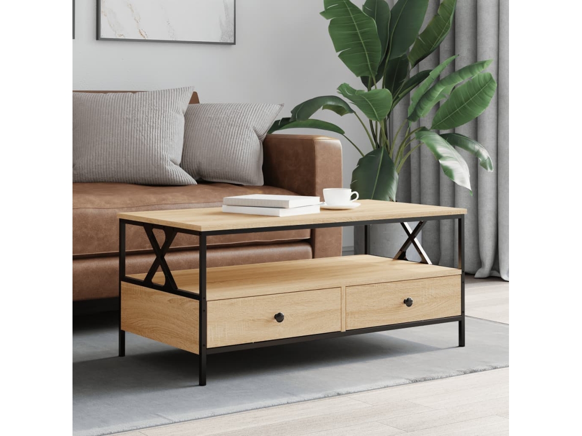 Mesa de café  Mesa auxiliar 100x51x45 cm Derivados de madera Roble Sonoma Wsd548508 Lovely Home