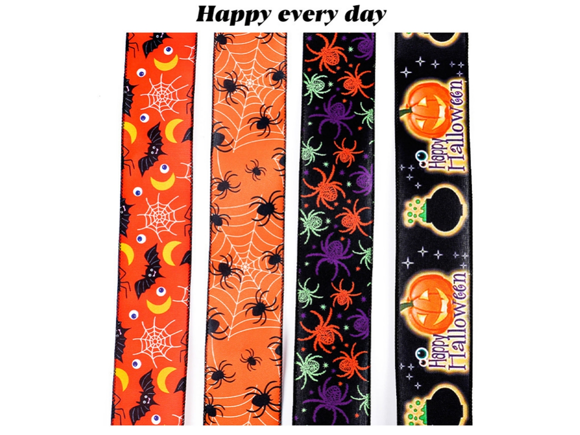4 Cintas Decorativas Con Estampado De Arañas Para Festivales Y Manualidades.