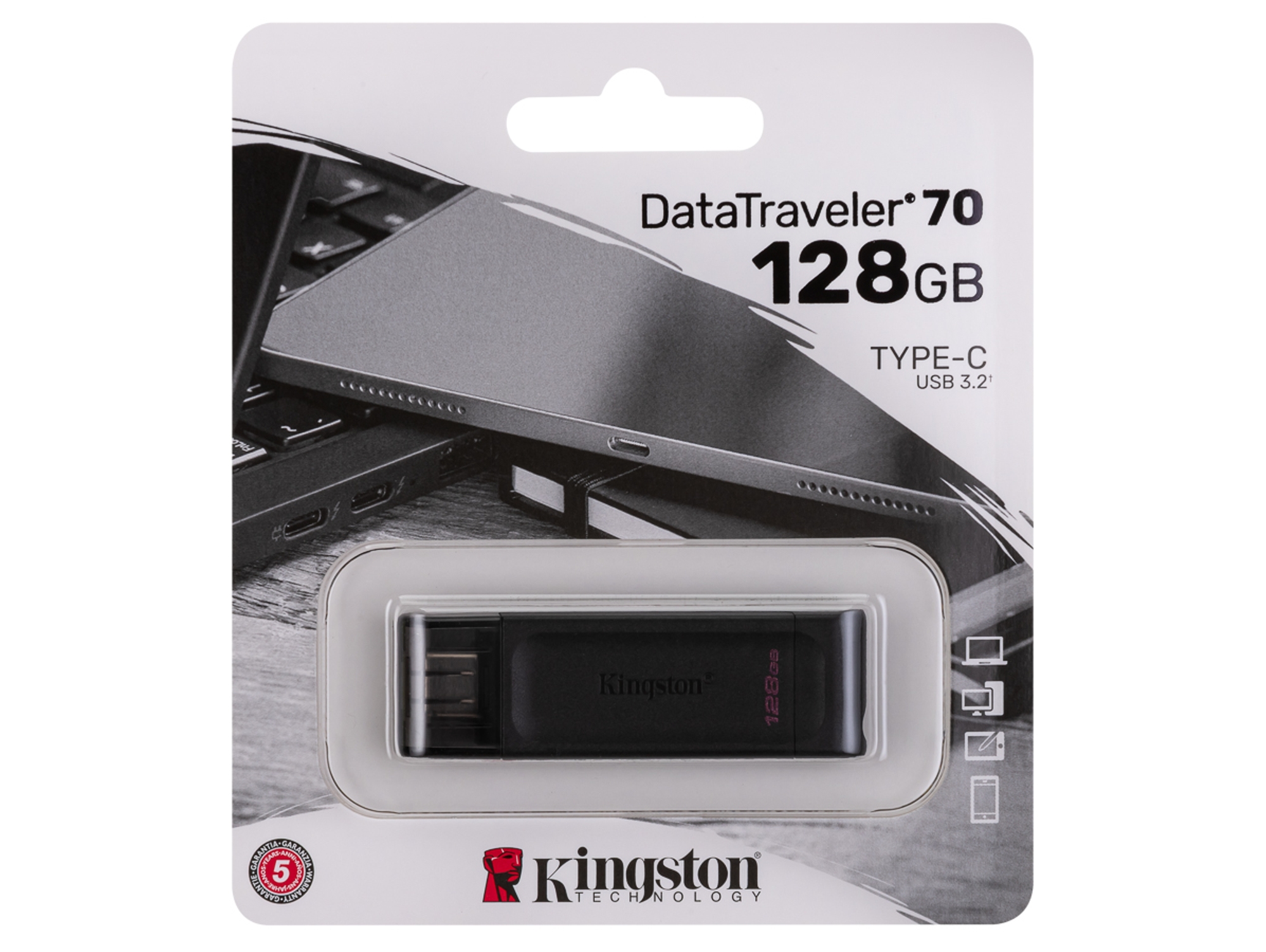 Pen Drive KINGSTON DataTraveler 70 (Type-C - 128 GB)