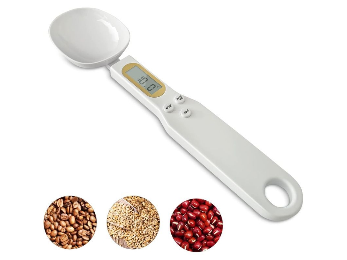 Cuchara de cocina electrónica con báscula digital, pantalla LCD de precisión, rango de 0,5 a 500 g, unidades g/oz/ct/gn, función de tara.