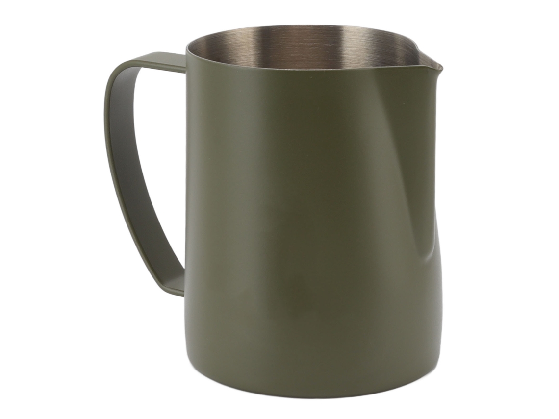 Jarra para espumar leche de acero inoxidable 304, 600 ml, color verde, para uso doméstico y de cafetería.