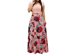 2026-5126-vestido Largo De Manga Corta Con Estampado Floral Cuello Redondo Para Mujer Fiesta Playa Vyo 2xl Rosa