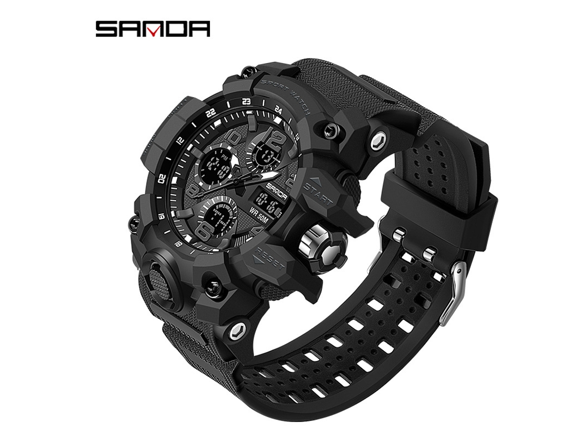 Reloj Deportivo Multifuncional, Moderno Y Elegante (totalmente Negro para Hombre) Con Acabado Luminoso.