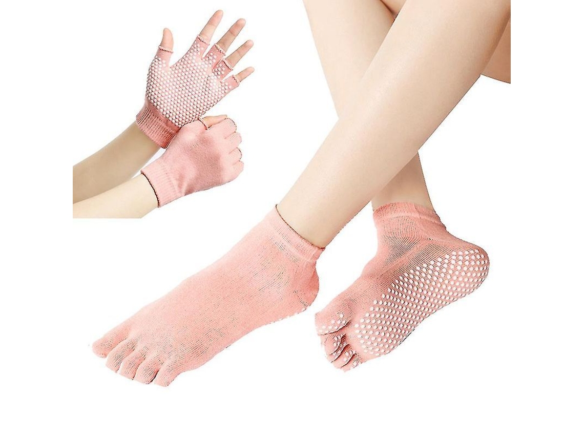 Conjunto De Calcetines Y Guantes Para Yoga Y Fitness, Antideslizantes, Transpirables Y Con Dedos Separados.