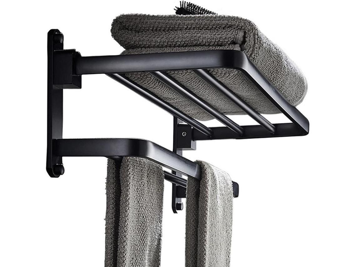 2026-repisa De Toallas De Baño Con Dos Barras, Acero Inoxidable 20 Pulgadas Bz105-a (negro Mate)