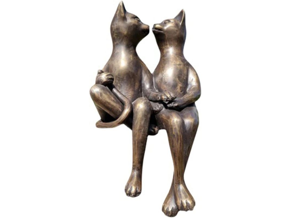 Estatua De Una Pareja De Gatos Besándose Al Estilo Europeo, Artesanía Moderna Minimalista En Resina Para El Hogar.