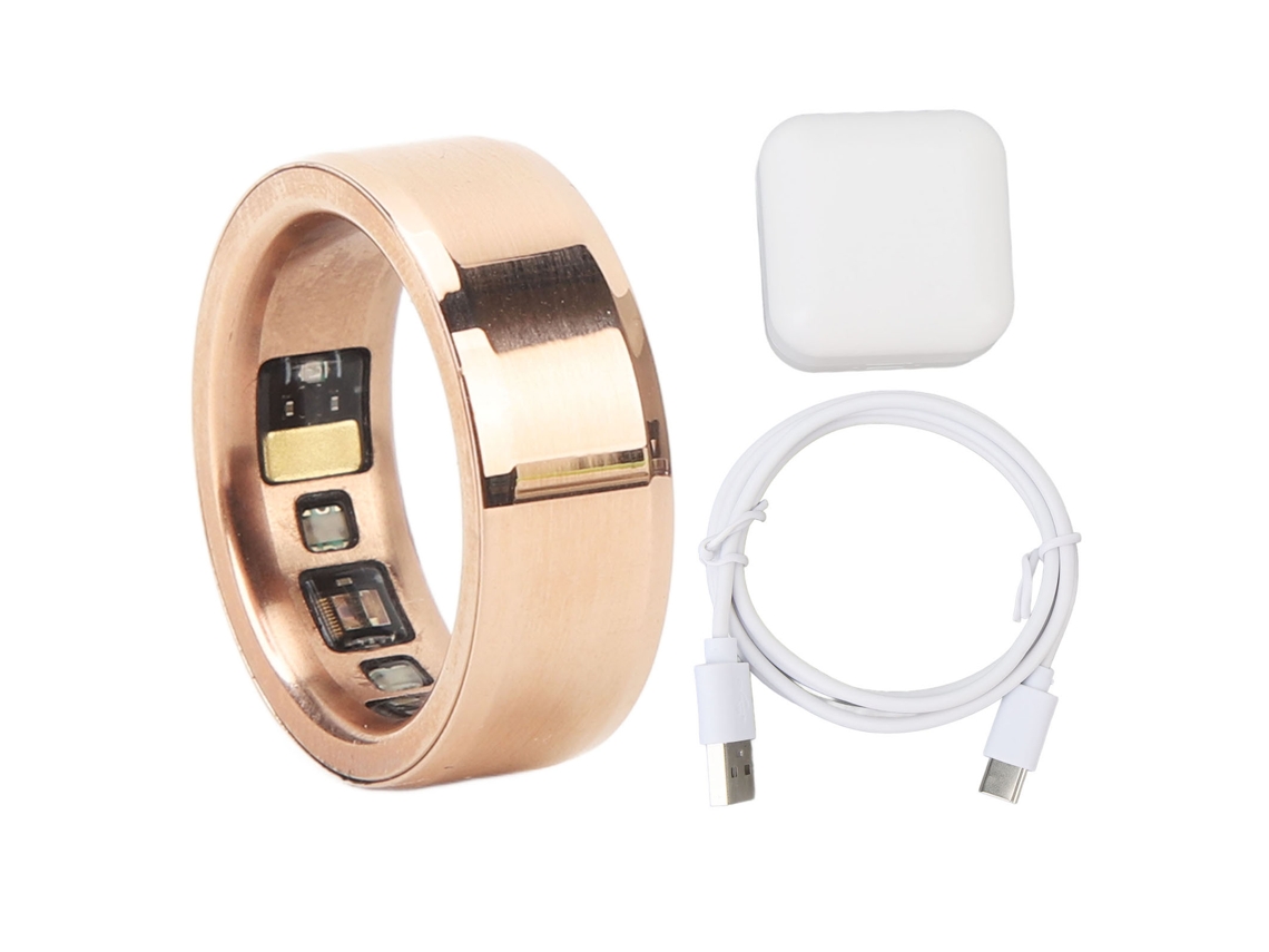 Anillo Inteligente Color Oro Rosa Con Monitor De Salud, Monitor De Sueño, Podómetro Y Resistencia Al Agua Ipx8, Con Estuche De Carga.