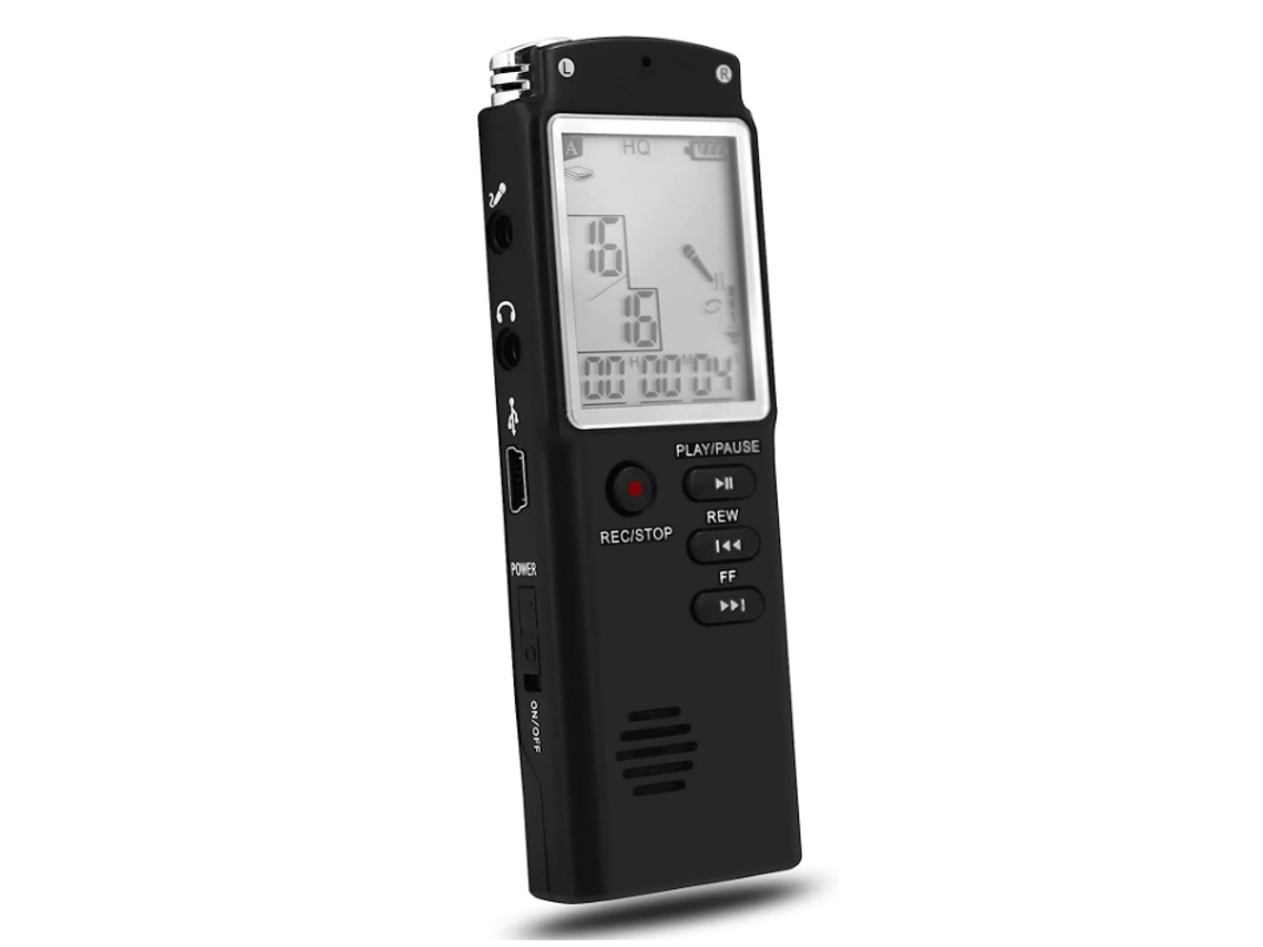 Grabadora de voz digital HD de 16 GB y 1536 Kbps con activación por voz y reproducción, con reproductor MP3 Yizhood (negro)