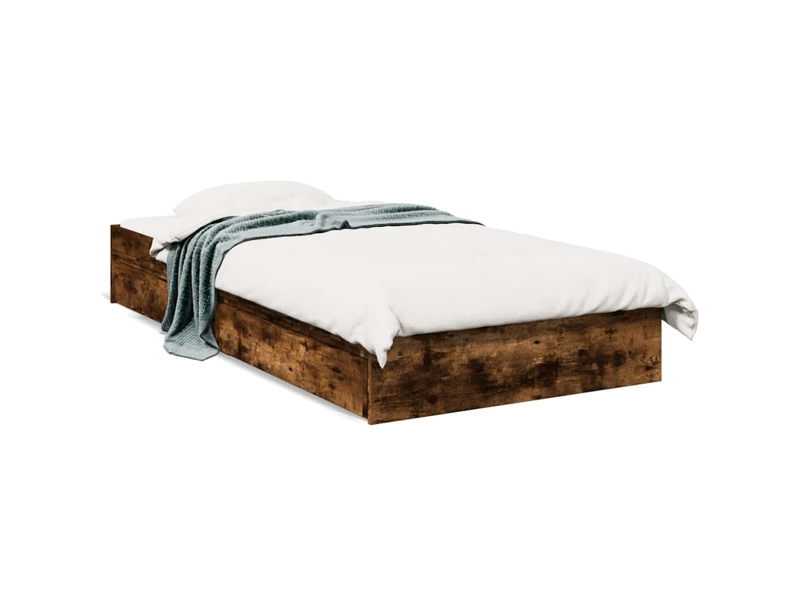 Maison Exclusive - Cama Con Cajones Madera De Ingeniería Roble Ahumado 90x190 Cm