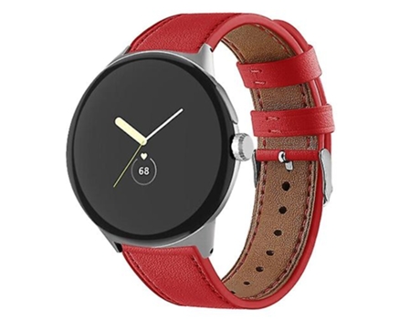 Correa para Google Pixel Watch Round Tail Red Correa de reloj de cuero genuino VENISYMLIS