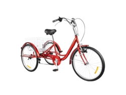 Triciclo para adultos, 6 marchas, altura del asiento ajustable, color rojo OEM