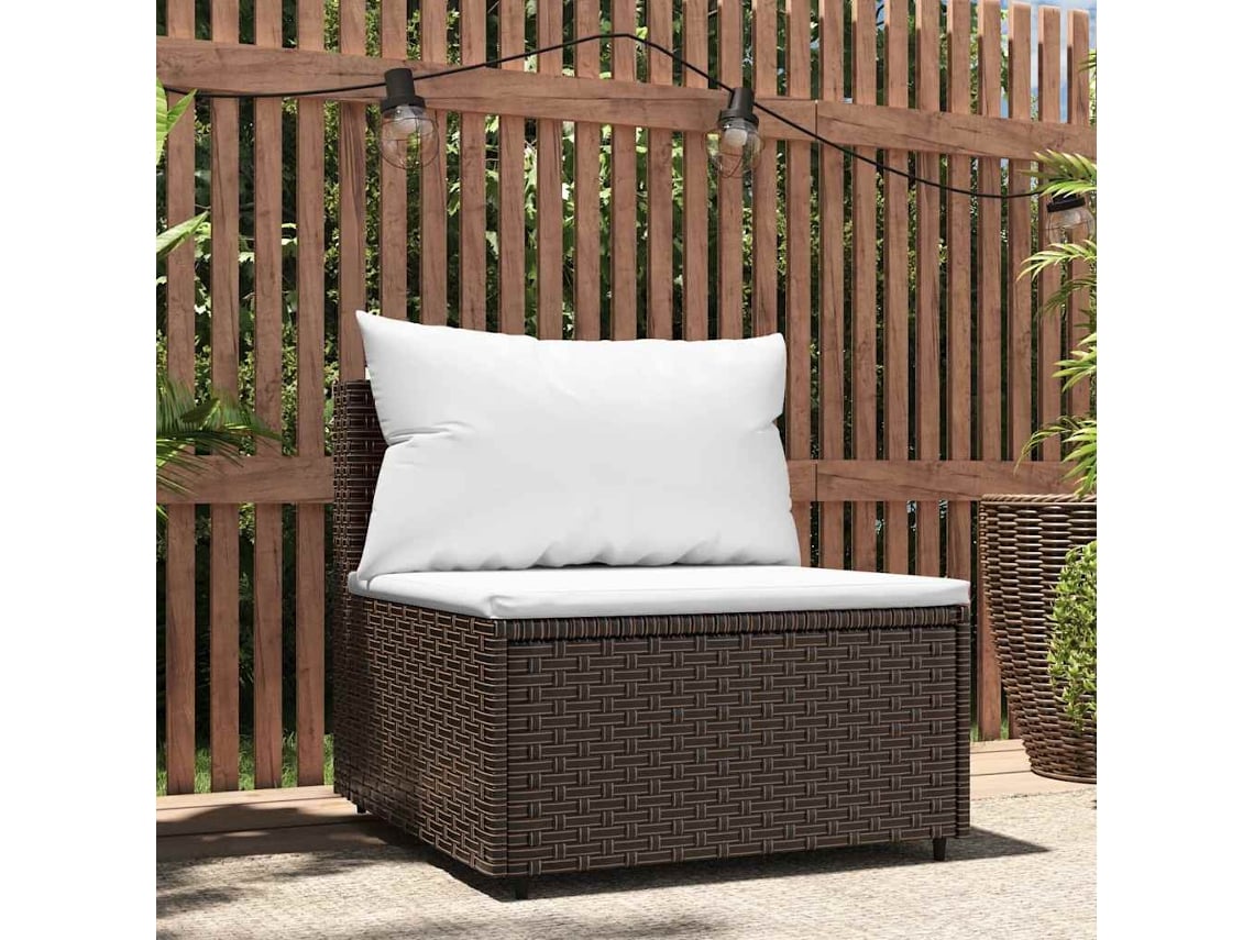 Sofá de jardín con cojines de mimbre marrón de Dkd Home Decor