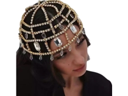 Cadena Para El Cabello Con Pompones Y Pedrería Para Que Las Mujeres Realcen La Elegancia De Las Reuniones Nocturnas.