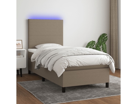 Cama con somier VIDAXL (Gris - Tela - 193 x 90 x 128 cm)