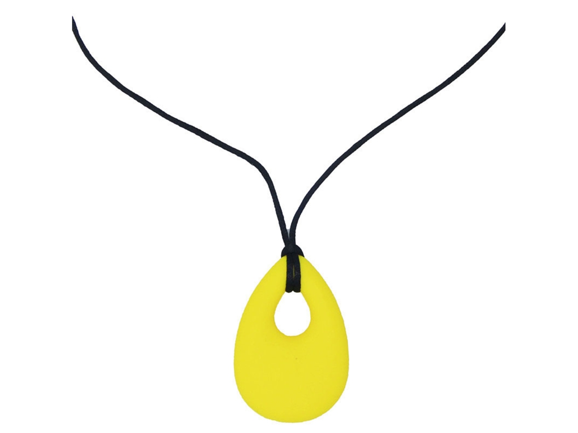 Collar Masticable De Silicona Suave Para Bebés Con Colgante Amarillo En Forma De Lágrima Para Juego Sensorial.