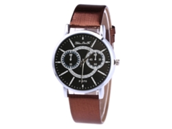 Reloj De Pareja De Correa Pu Con Dial Redondo Analógico De Cuarzo (café)