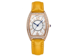 Reloj De Mujer Con Diamantes De Imitación, Elegante Aleación, Reloj De Cuarzo Resistente Al Agua, Regalo De Cumpleaños, Naranja.