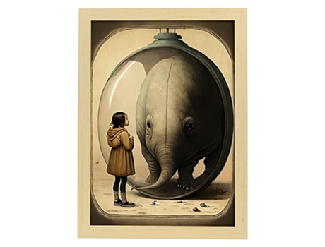 NACNIC Poster Zoo Del Futuro En Estilo Surrealismo Cinematográfico Ilustraciones Y Grabados De Historieta Abstracta Y Artística A3 Marcos Madera