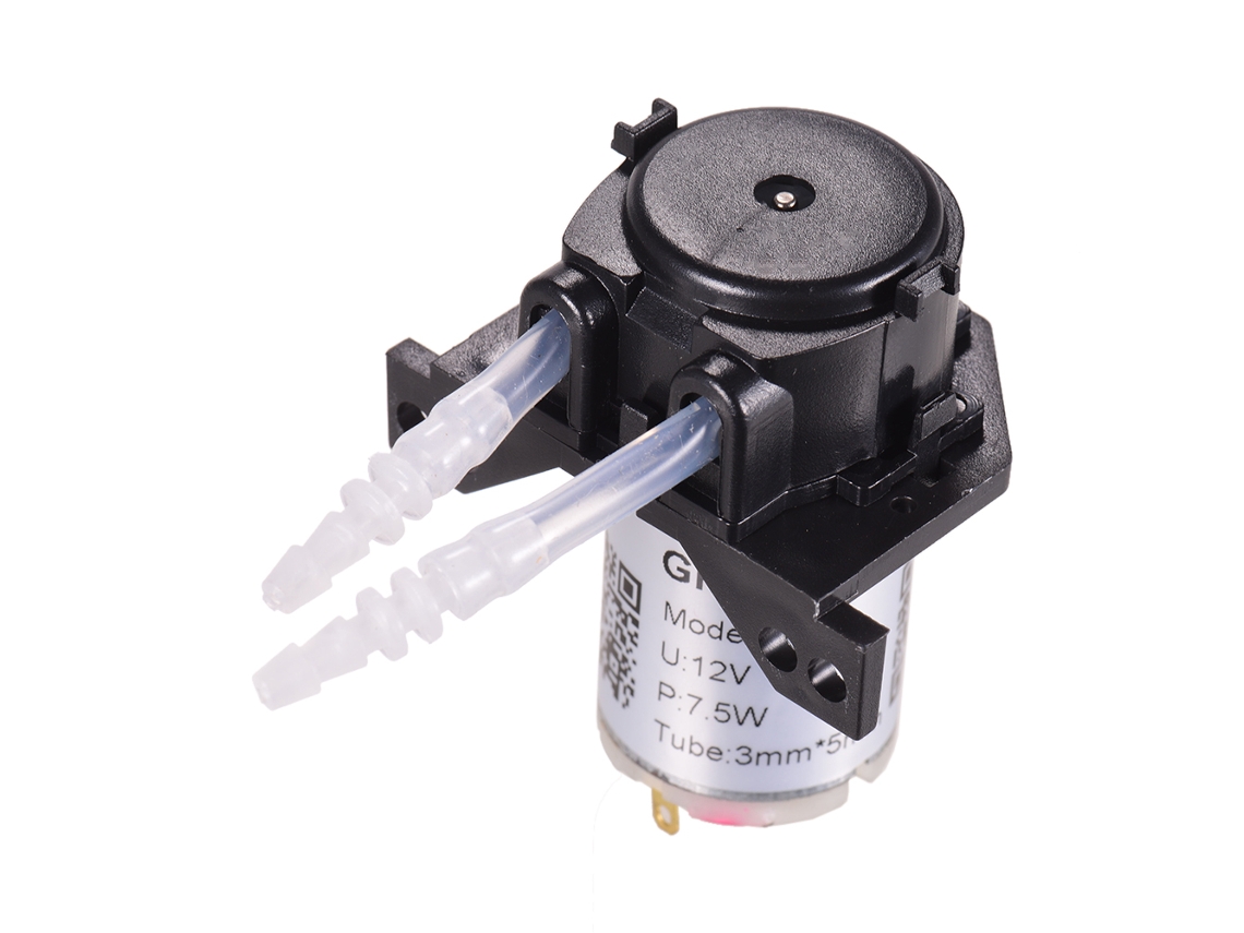 Bomba peristáltica autoabsorbible de 12 V para dosificación en acuarios de laboratorio.