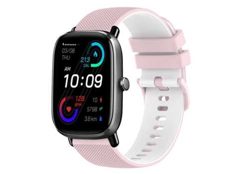 Correa de reloj inteligente de silicona a cuadros de dos colores de 20 mm para Amazfit GTS 2 Mini (rosa + blanco)