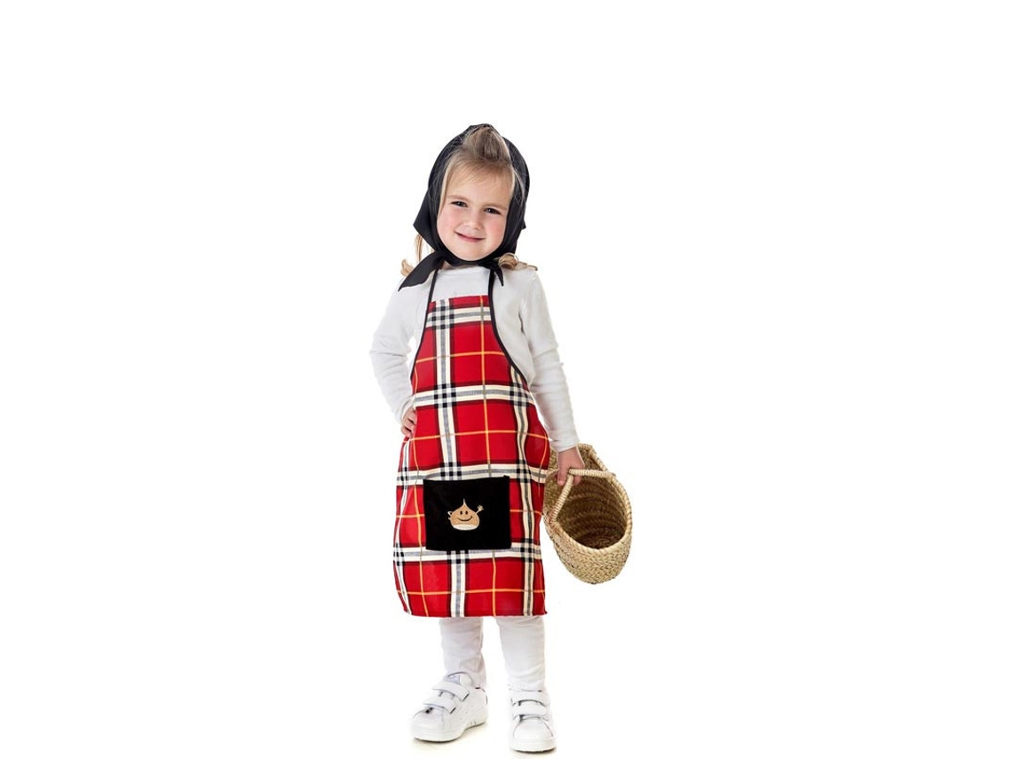 Kit o Disfraz de Castañera Cuadros Rojos para niña