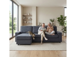Sofá Esquinero 3 Plazas - Multifuncional, Con 4 Compartimentos De Almacenamiento, Chaise Longue, Cómodo - Gris Oscuro