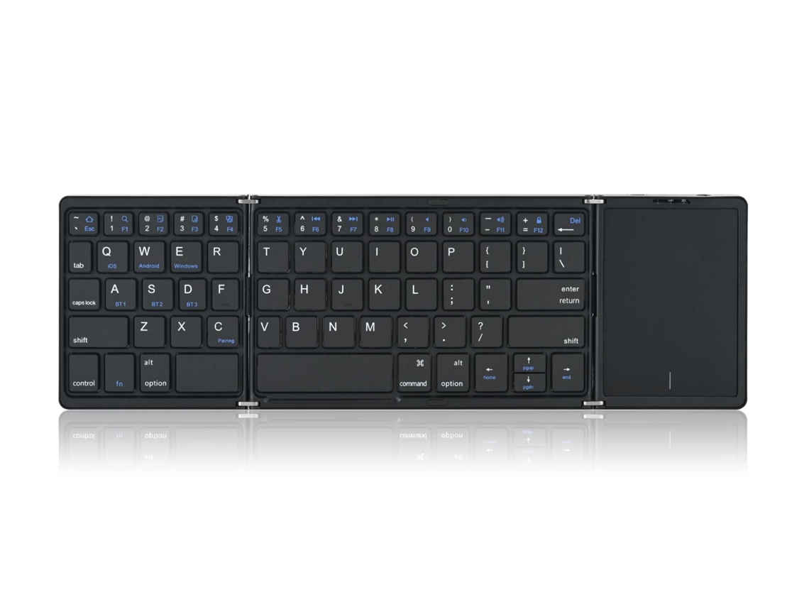 Teclado Inalámbrico Plegable Triple, Touchpad Integrado, Diseño Magnético, Batería De Larga Duración, Negro