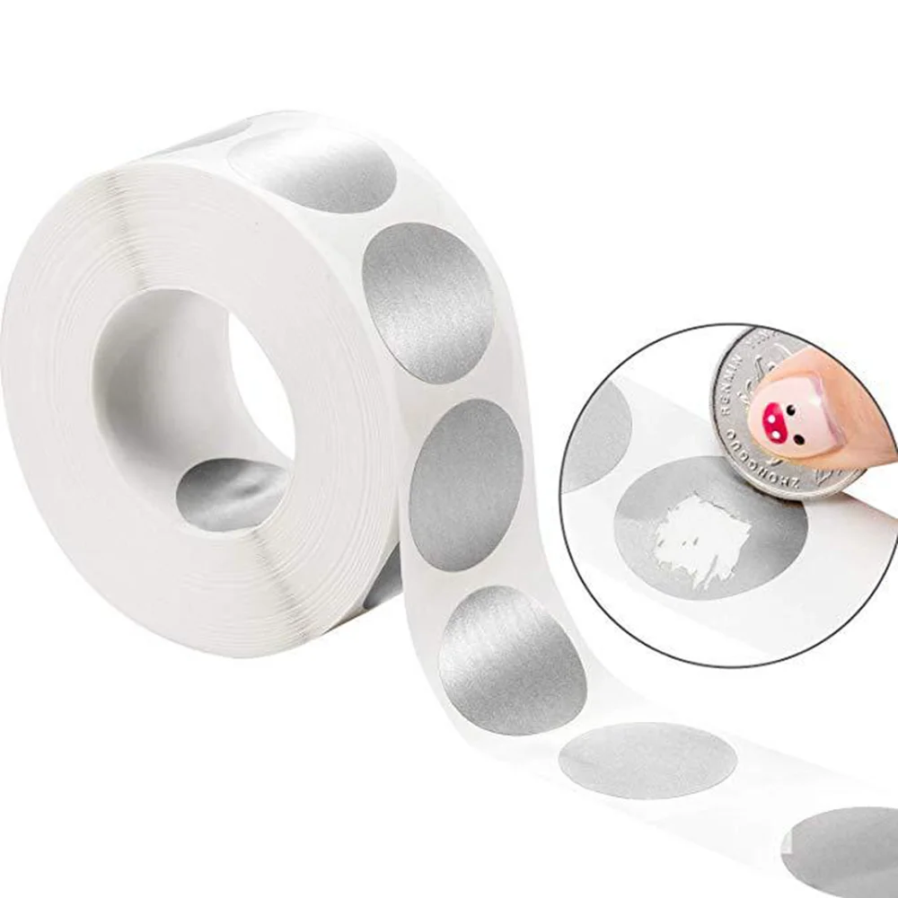 300 Pegatinas Redondas Plateadas Para Rascar/etiquetas De Papel Pvc Producidas