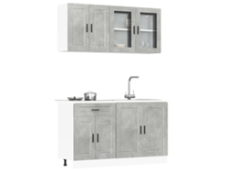 Mueble Cocina Kalmar Gris Hormigón 4 Pzas Madera Contrachapada
