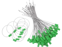 Paquete de 100 precintos de seguridad de acero numerados, 1,8 x 305 mm, color verde. SFUSHOS