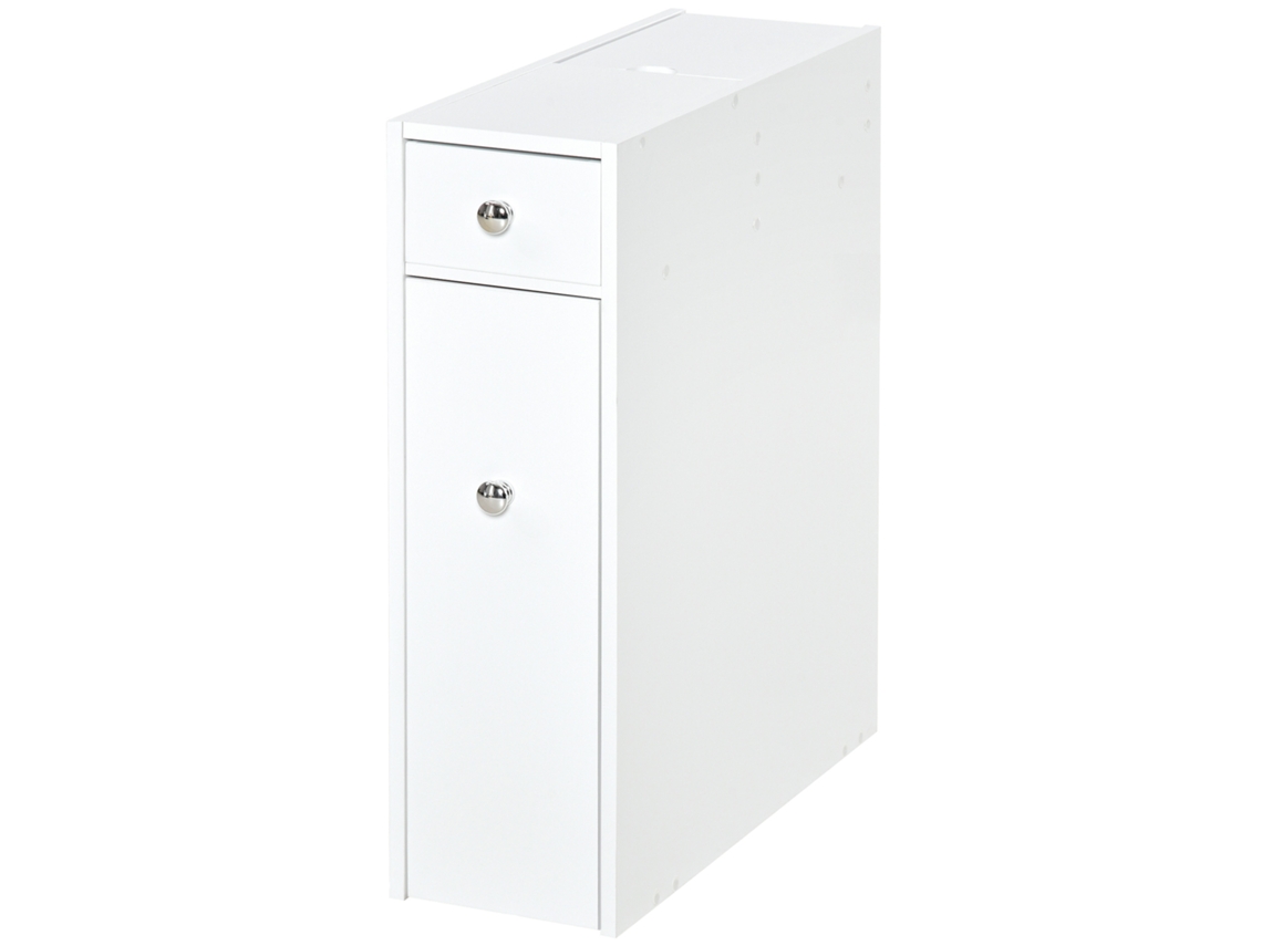 Armario De Baño Estrecho Con 2 Cajones Y Tapa Superior Blanca, 17x48x58