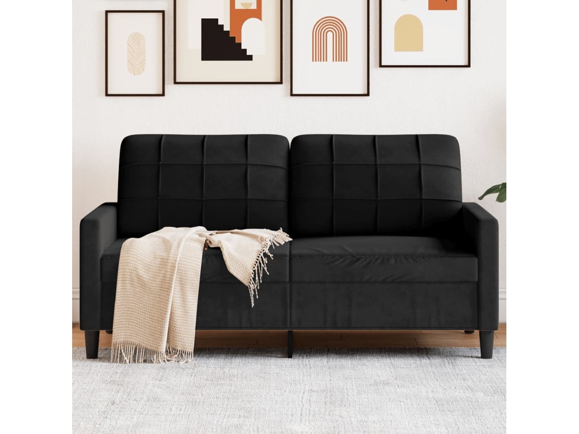 Sofá De 2 Plazas Terciopelo Negro 140 Cm