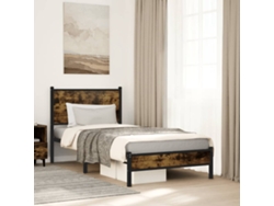 Estructura De Cama Sin Colchón Metal Roble Ahumado 80x200 Cm